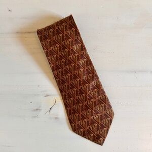 ERMENEGILDO ZEGNA Men's Silk Necktie ITALY Luxury Deep Orange/Brown 100% silk